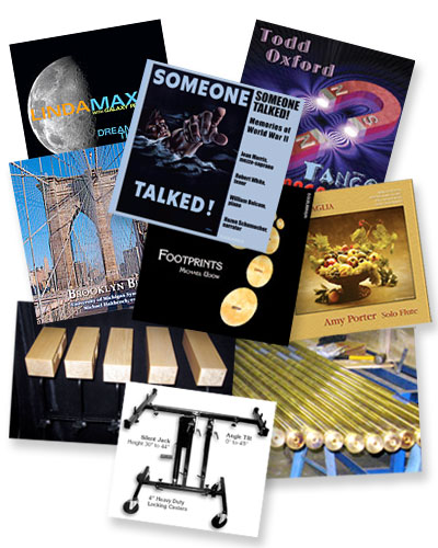 collage of cd covers and products